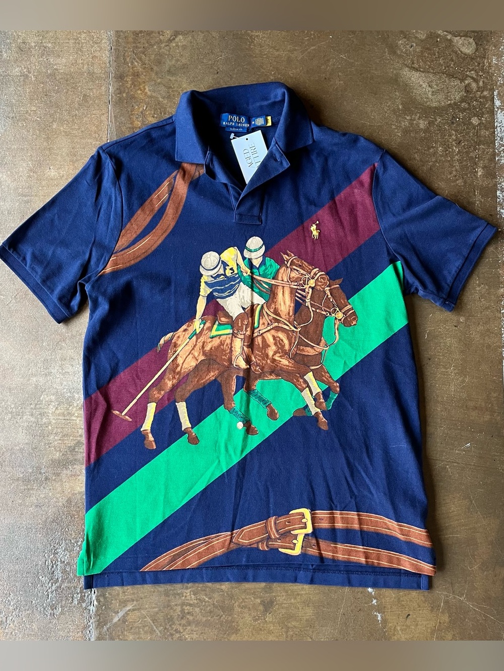 Polo Ralph Lauren Classic Fit Equestrian Pony Mesh Print Shirt Classic Fit M